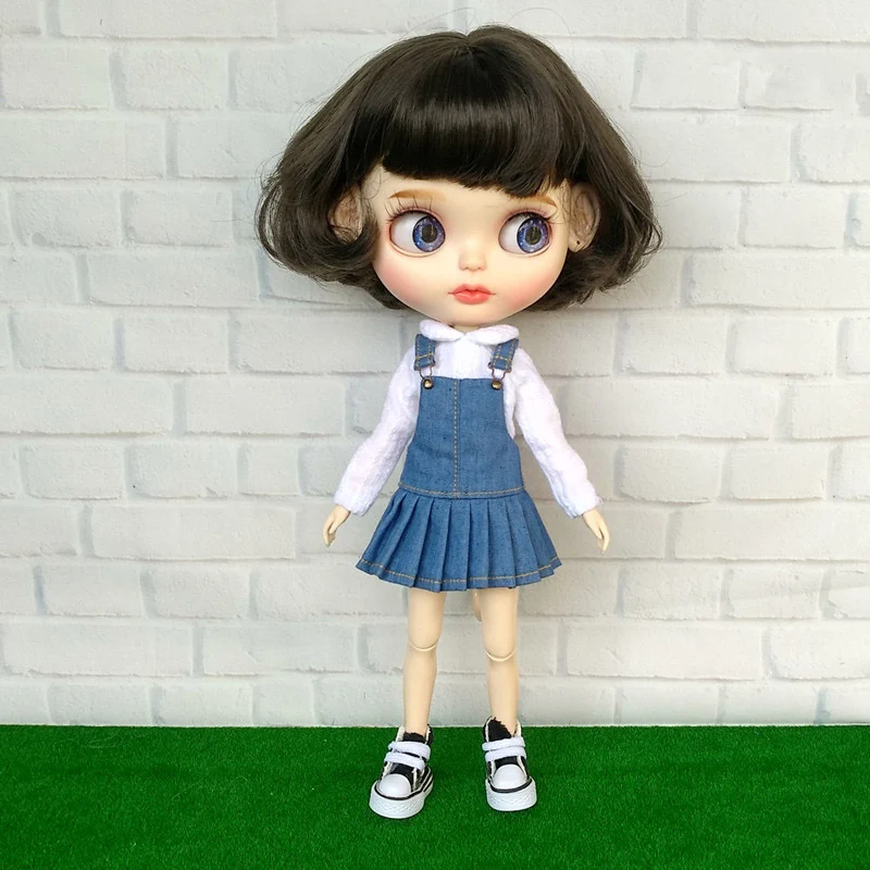 Новая одежда Blyth Doll футболка с длинными рукавами+ комбинезон юбка на лямках для Blyth Azone, Kurhn, Licca 1/6 аксессуары для кукол