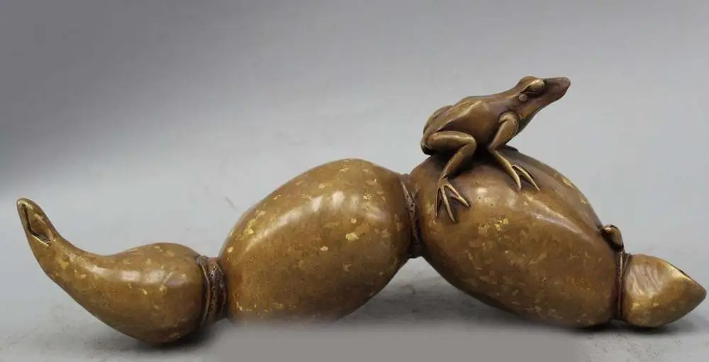 10 &quotКитайский Фэншуй Чистая Бронза Золотая лягушка корень лотоса статуя