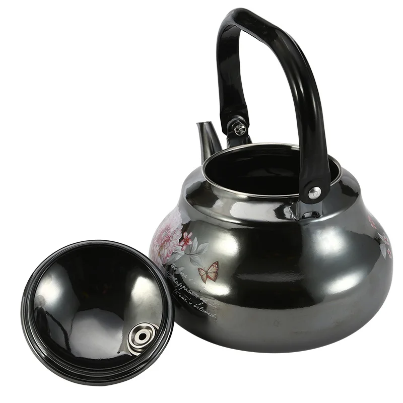 

1.5L 2.0L 2.5L Black Flower Enamel Mug Coffee Pot Kitchen Water Kettle for Home