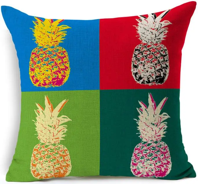 Pineapple Cushion Cover Ananas Printed Linen Pillow Home Decoration Car Sofa Decorative Pillowcase Almofadas 45x45cm | Дом и сад