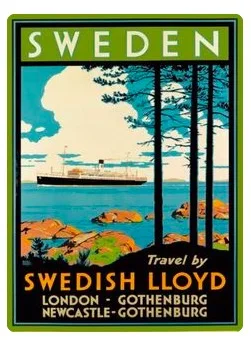 Шведский Ллойд Скандинавия Океаническая экскурсия старинный ретро постер из