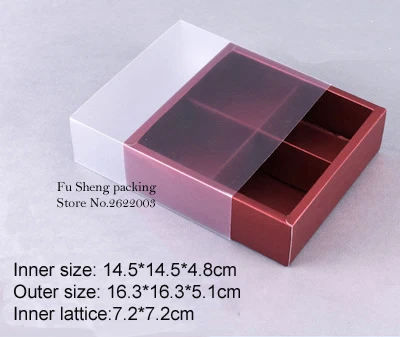 14.5x14.5x4.8cm Красная Конфета коробка для пирожных Подарочный пакет, печенье коробка для миндального печенья коробки для шоколада мешок для печенья 100 шт./лот - Цвет: 14.5x14.5x4.8cm