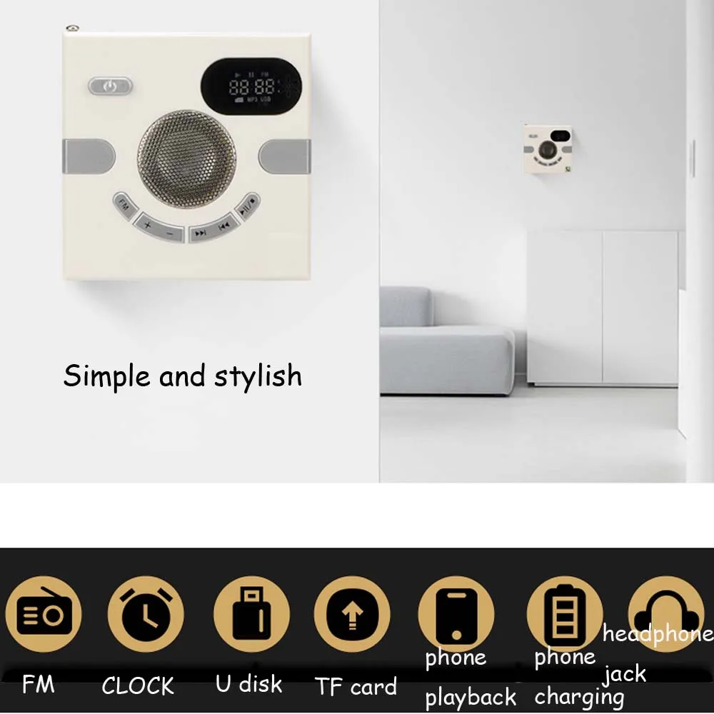 JINSERTA 86 Тип настенный Bluetooth динамик беспроводной стерео звук MP3 плеер Поддержка FM радио AUX аудио TF карта USB пульт дистанционного управления