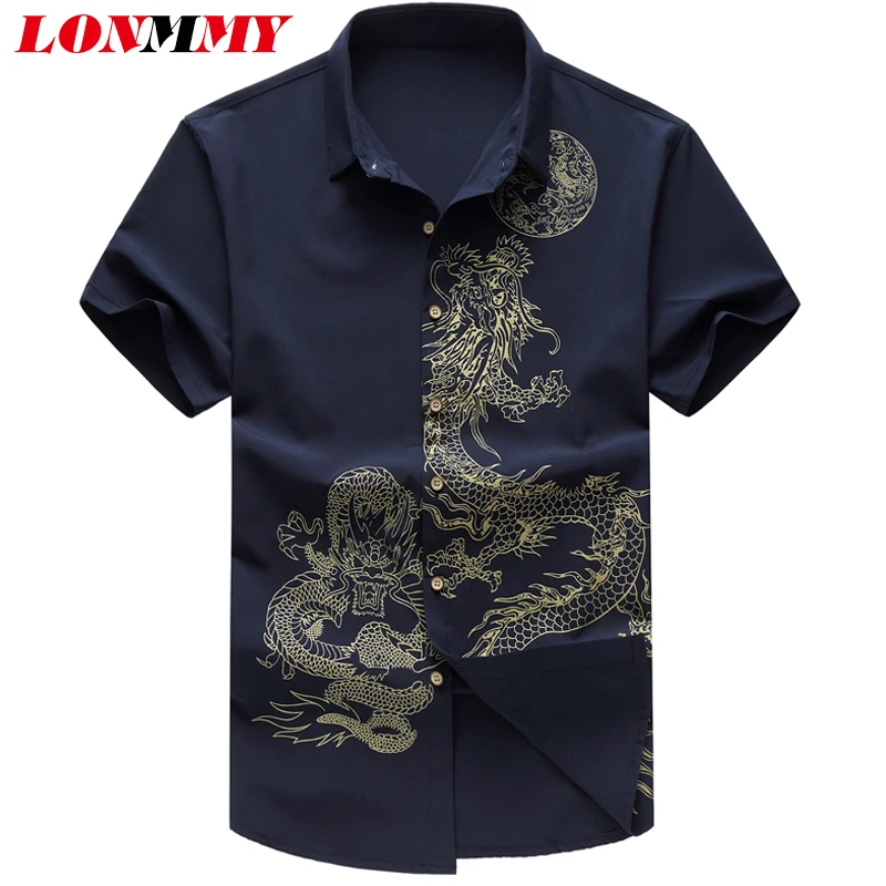 Мужская летняя рубашка с коротким рукавом и цветочным принтом|shirt men floral|dress shirt