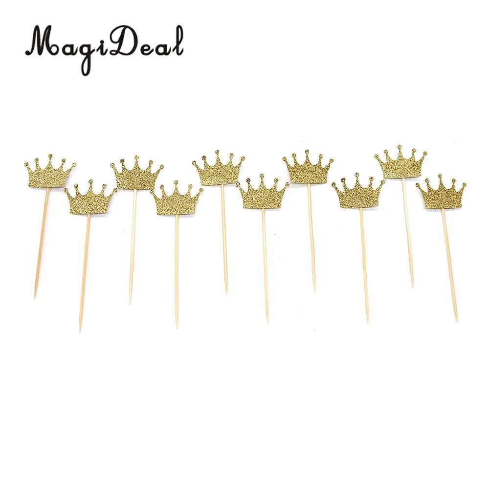 MagiDeal 20/40 шт блестящая бумажная Корона Форма торта Топпер выбор Свадебная