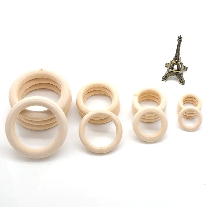 Chenkai 10cm 50PCS Natural Wood Unfinished Wood Rings Wooden Teethers For DIY Infant/Baby Necklace Bracelet Accessories