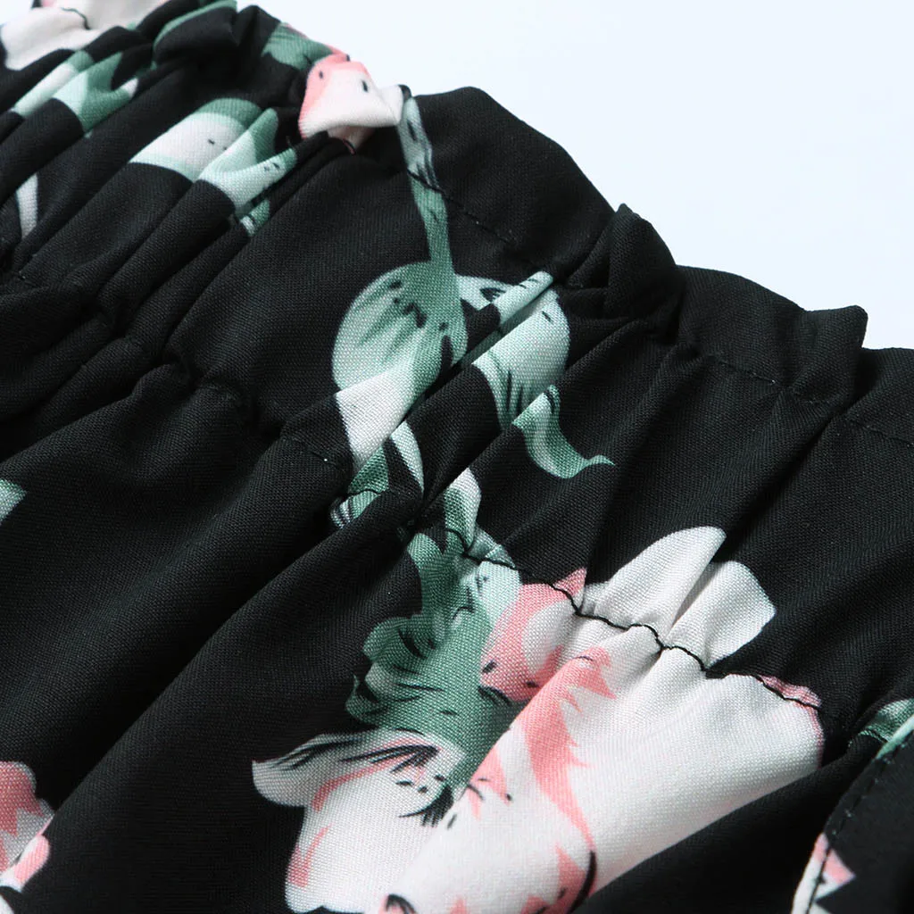 Женские шорты с завышенной талией цветочные свободные на шнуровке модные