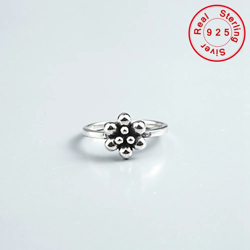 Женское кольцо из серебра 100% пробы с черным цветком | Украшения и аксессуары