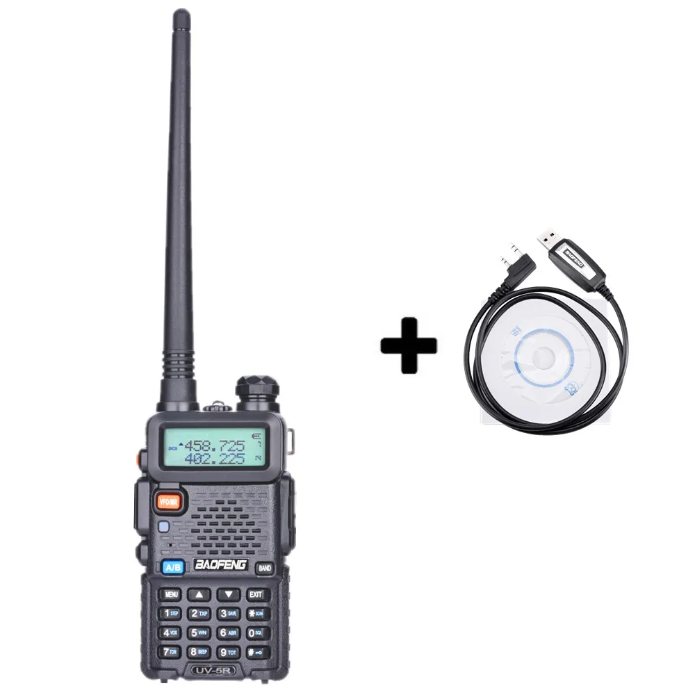 Add a program cable Baofeng UV-5R портативная рация Двухдиапазонная профессиональная 5 Вт UV 5R Ham двухстороннее радио UV5R портативная охотничья радиостанция КВ трансивер - Цвет: Add a program cable