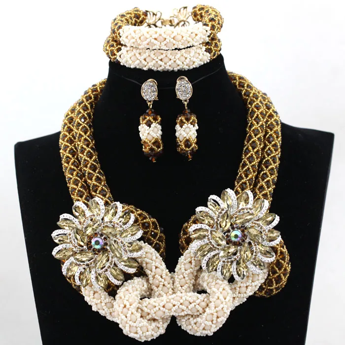 Новейший зеленый и желтый крупный комплект ювелирных изделий в нигерийском