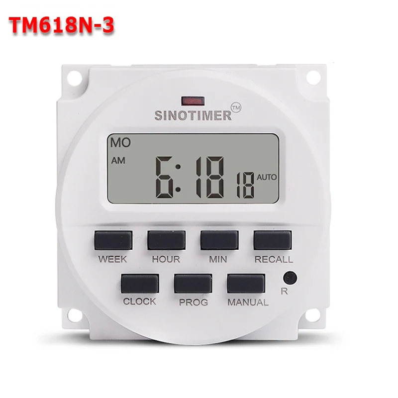 TM618N-3 Timer 24VAC большой ЖК-дисплей 7 дней Еженедельный программируемый 24hrs автоматические ворота цифровой таймер переключатель для светодиодный свет и применение солнечных установок - Цвет: TM618N-3 Timer