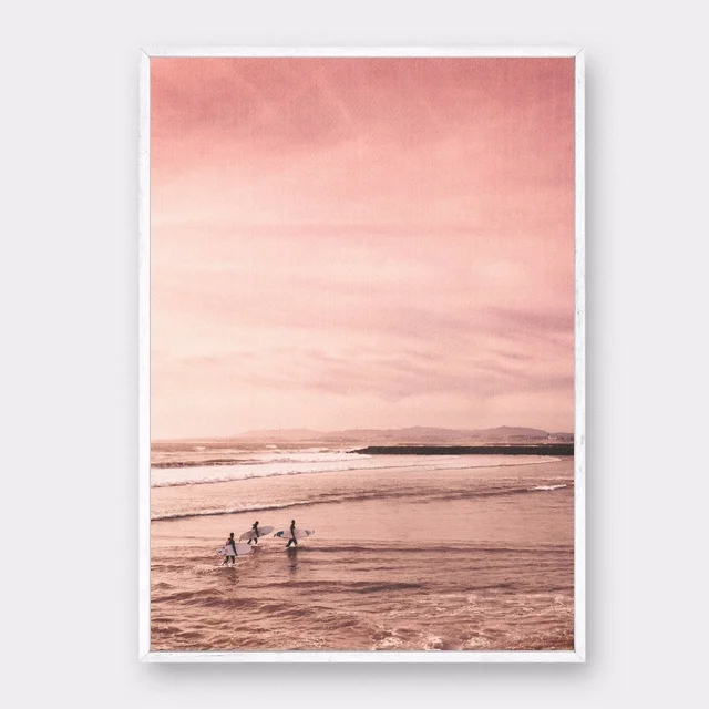 Red lighthouse poster Pink beach canvas painting wall art and pink landscape for kids baby room home decor without frame | Дом и сад