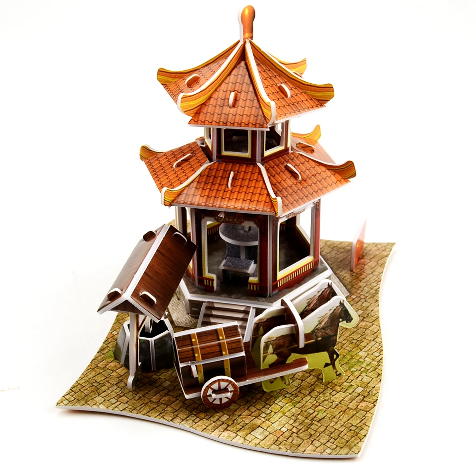 Древний китайский павильон чудесное здание DIY 3d головоломка Бумажная модель