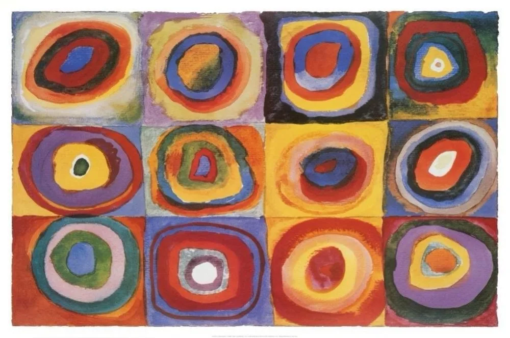 Домашний декор Wassily Kandinsky farbquadrate-Шелковый художественный плакат Настенная