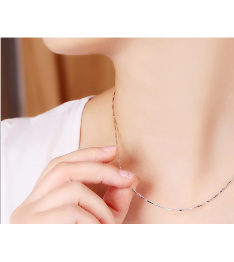 

High Quality Fashion Stamped 925 Sterling Silver Chain Necklaces For Women Simple Thin Short Necklaces Jewelry Accessory