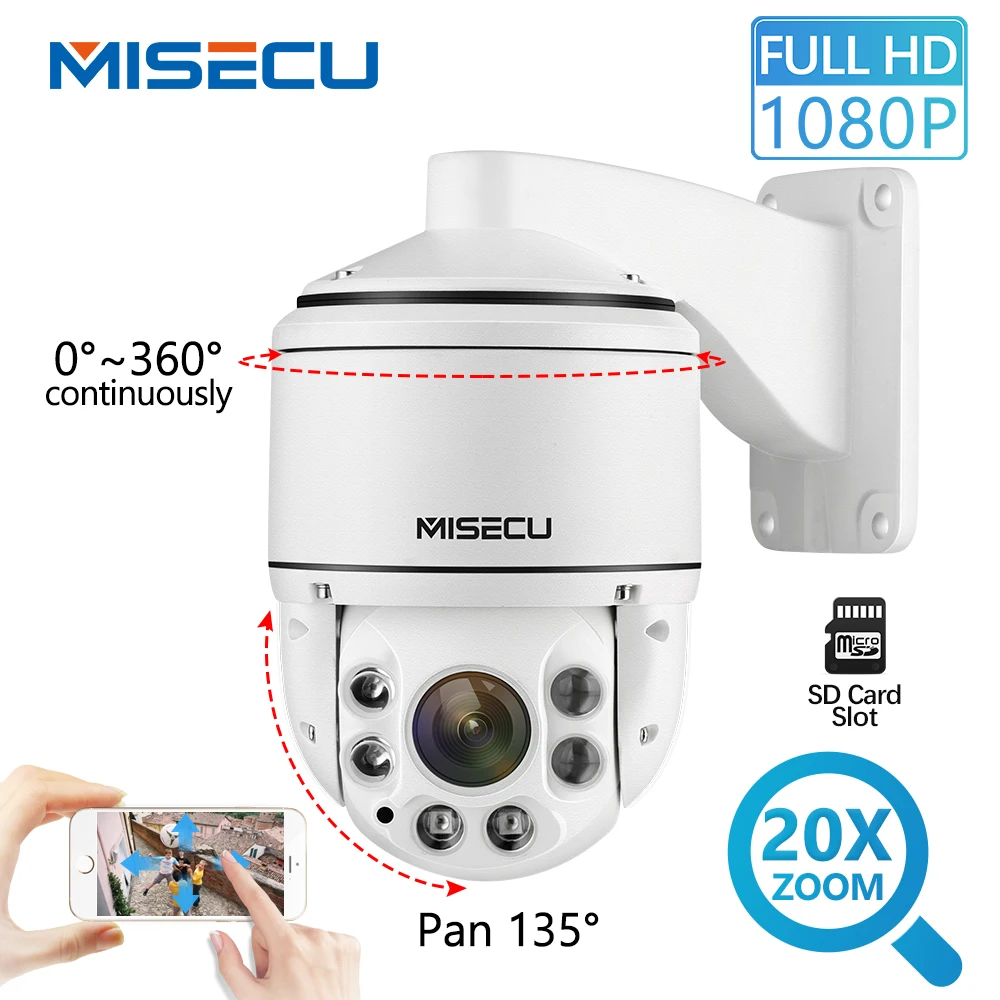 MISECU H.265 1080 P PTZ IP Камера Открытый SONY IMX323 Onvif 20X зум Мини Скорость купол Waterproo 2MP P2P