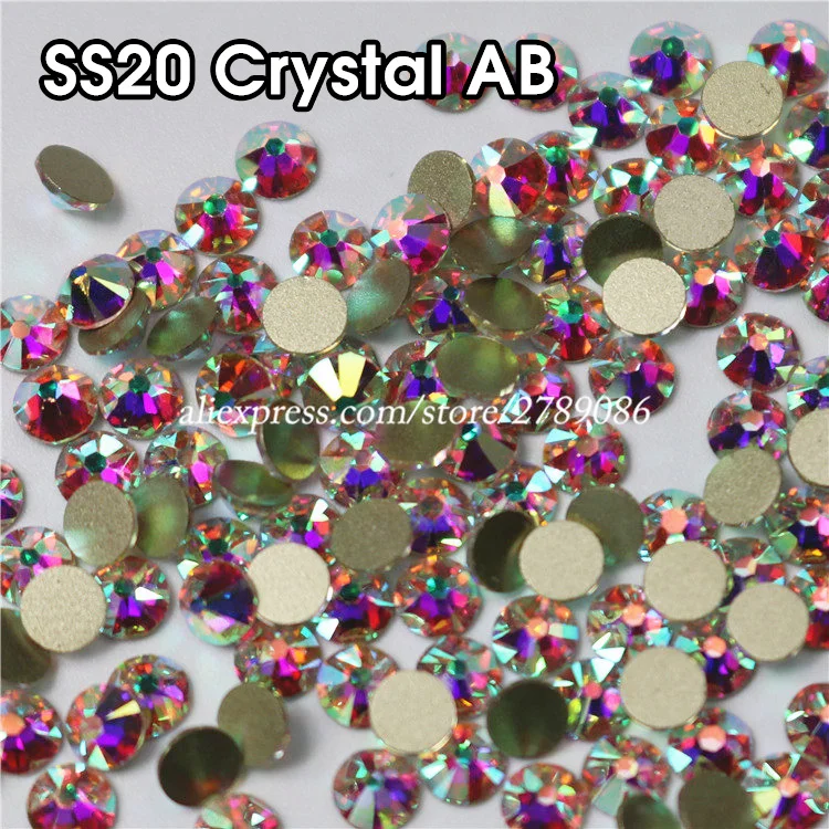 

1440pcs/lot ss20 (4.6~4.8mm) Crystal AB Rhinestone for Nail Art Flat Back Non Hotfix Glue on Nails Art Rhinestones