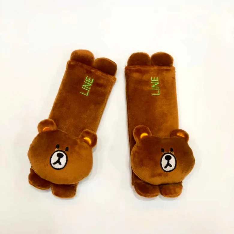 brown 1 пара 20 см мультфильм анпанмен стежка Марио Дораэмон автомобиль плюшевое покрытие ремня безопасности наплечный коврик автомобиль игрушка оптом - Цвет: brown