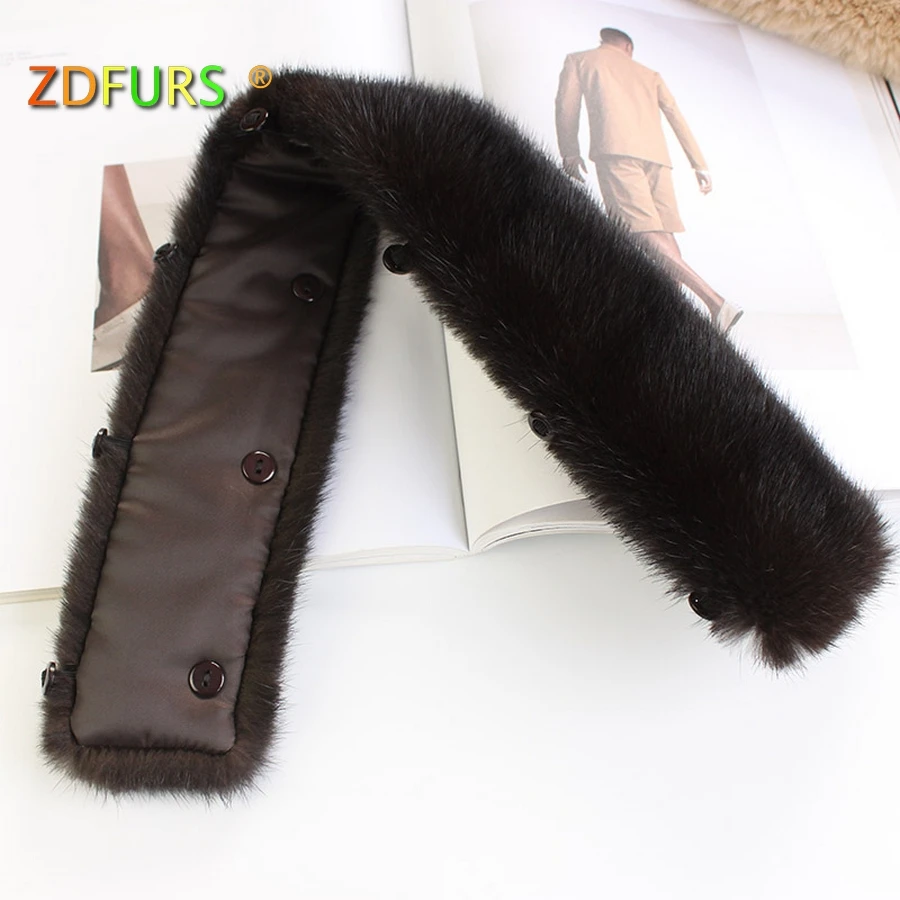 ZDFURS * зимние женские реального норки меховой воротник из натуральной кожи пальто