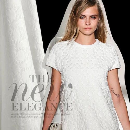 

140cm wide white ivory three-dimensional jacquard fabric for clothes dress