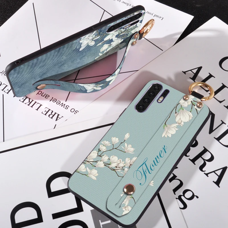 Силиконовый чехол с 3D цветами для Huawei P20 Pro P30 Lite ремешком на запястье девушек Honor