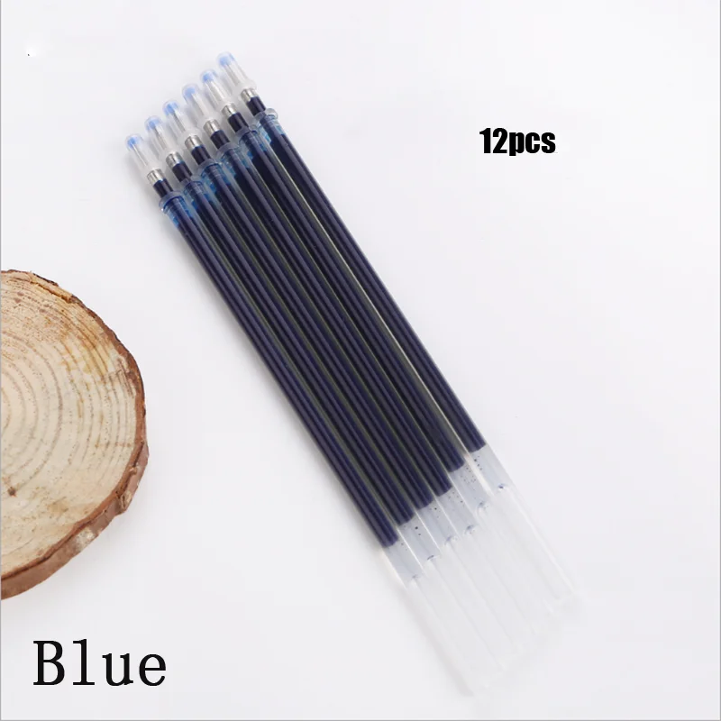 12pcs Blue 12 шт цветная Заправка для гелевой ручки, набор блестящих разноцветных ручек для письма, стержень для ручки, школьные принадлежности, канцелярский инструмент - Цвет: 12pcs Blue