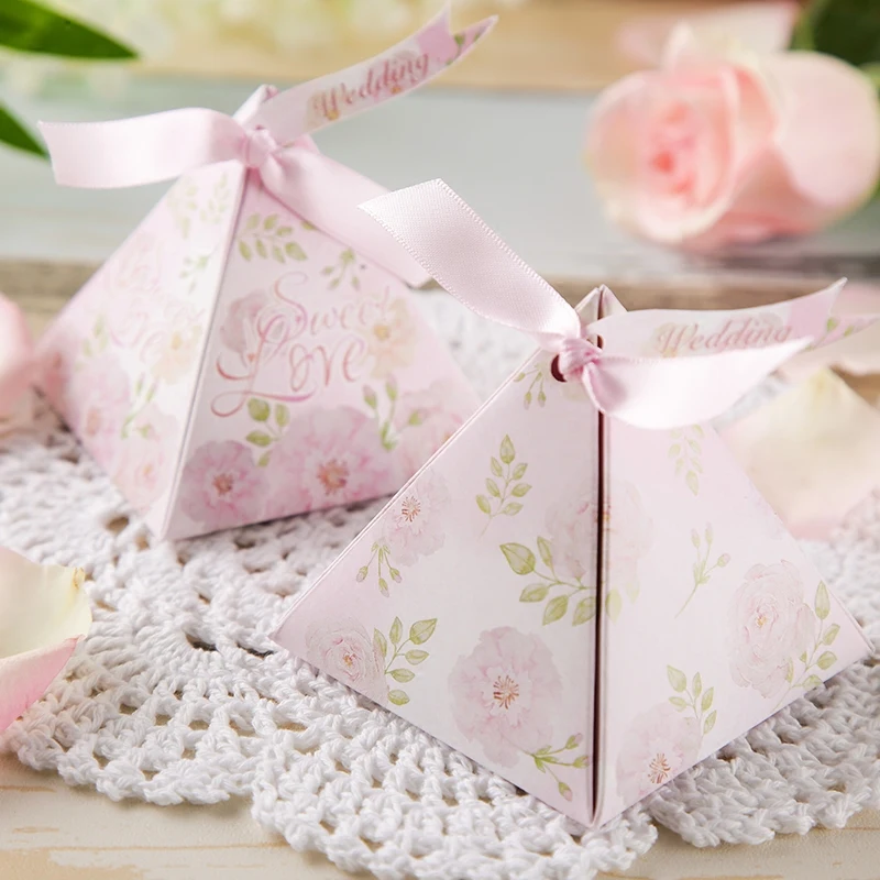 100 шт рекламные треугольные сладкие розовые вишневые Цветы Свадебные сувениры