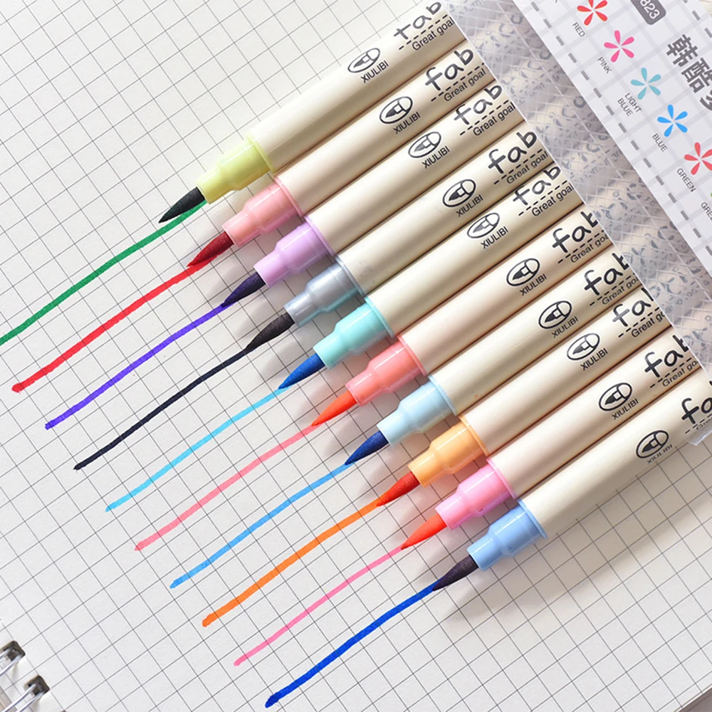

10Colors/set Colorful Art Marker Soft Brush Marker Pen Paint Art Water Soluble Marker Brush Drawing Pens School Supply