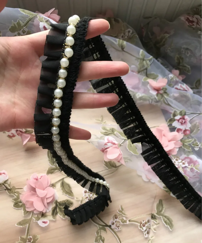 5 ярдов/партия белая шифоновая кружевная отделка из бисера сделай сам аксессуары