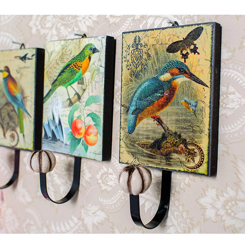 Красивая новинка ретро декоративная деревянная железная настенная вешалка для