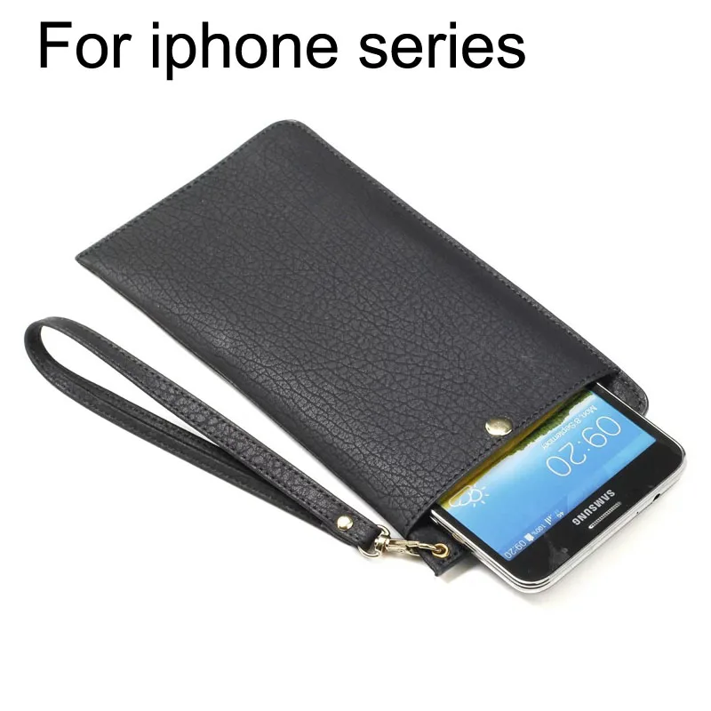 black Роскошный кошелек на молнии, сумочка для iphone 3g, 4S, 5S из искусственной кожи, чехол для телефона, чехлы для iphone 6, 6s plus, 7, 7 plus, 6,3 дюймов - Цвет: black