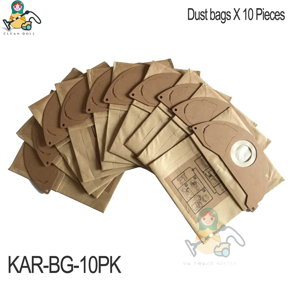 KAR-BG-10PK Чистящая кукла картридж фильтр и мешки для пыли для пылесоса KARCHER MV2 IPX4 WD2 A2004 A2054 A2204 пылесос сумки и фильтр - Цвет: KAR-BG-10PK