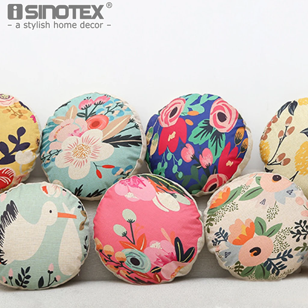 Креативная супермягкая Подушка цветочный китайский стиль Круглый уплотненная