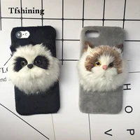 tfshining lovely case winter plush furry case for iphone 7 8 plus 6 6s x cover cute 3d cat hair fur accessory phone cases coque