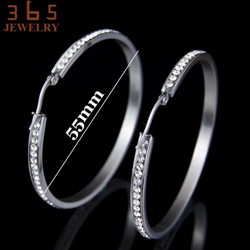 55 мм большие серьги из нержавеющей стали никогда не выцветают круглые ювелирные