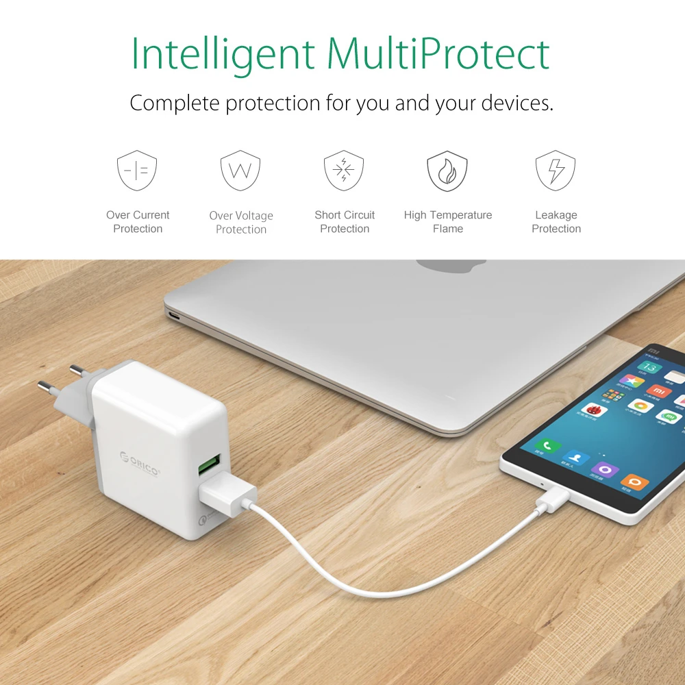 ORICO QCK 2U 2 порта быстрое зарядное устройство Портативный QC 0 USB настенное для samsung