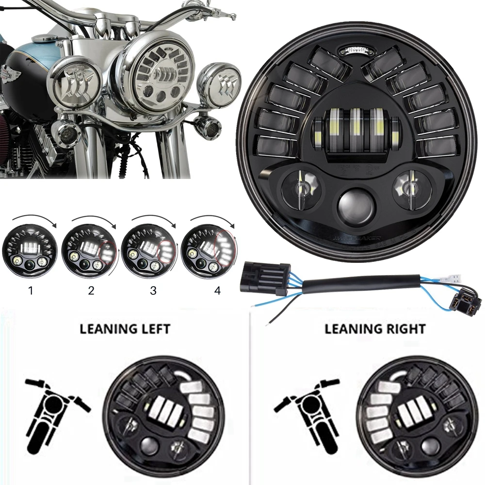 Новая 7 дюймосветодиодный светодиодная круглая Адаптивная мотоциклетная фара с