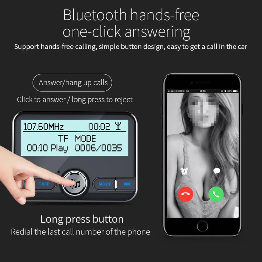 Автомобильный DAB радиоприемник с антенной, fm-передатчик, Bluetooth 4,2, Handfree, автомобильный комплект, Aux Выход, QC 3,0, быстрое зарядное устройство, поддержка TF карты