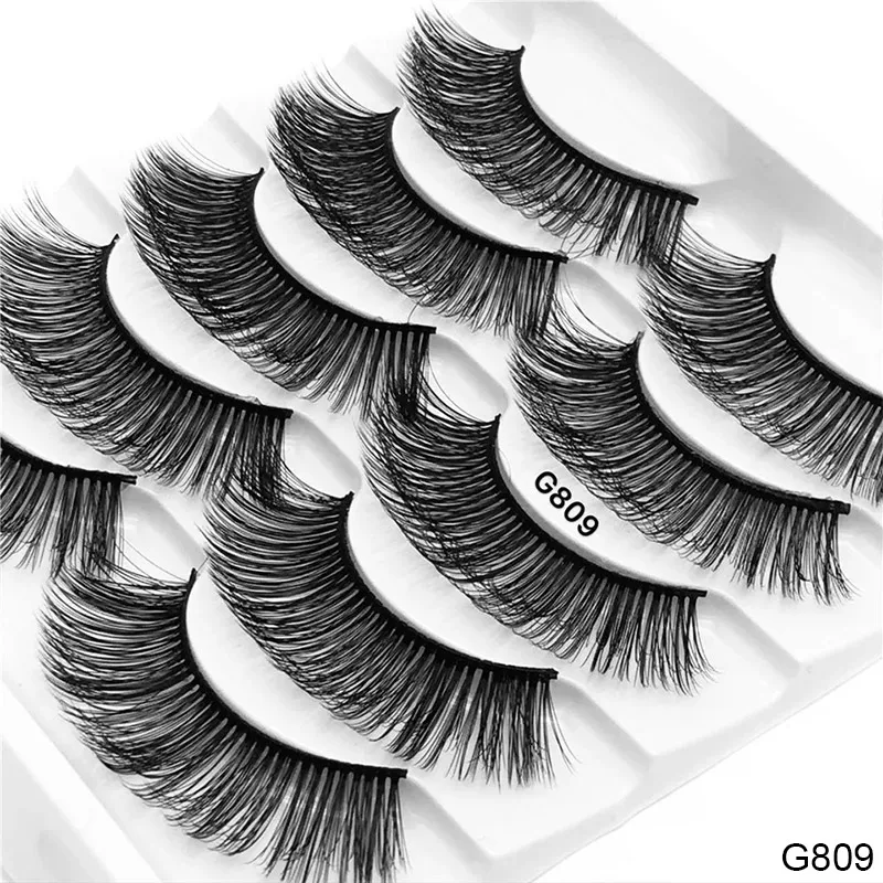 G809 SEXYSHEEP, 5 пар, 3D, норковые накладные ресницы, толстые, завитые, полная полоска, ресницы для наращивания, модные, женские, для макияжа глаз - Цвет: G809