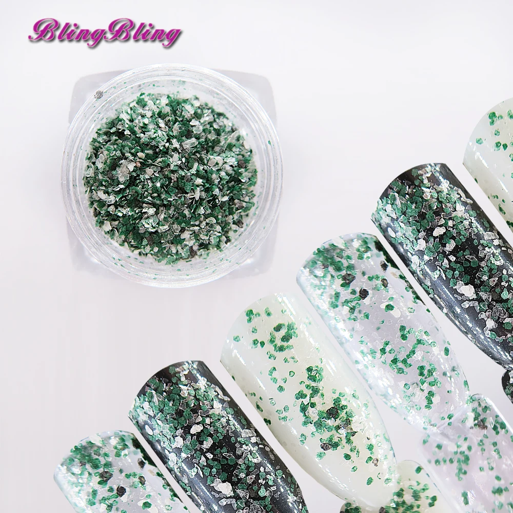 BlingBling 12 Коробки Мрамор 3d Блеск ногтей хлопья нерегулярные сломанные пайетки для