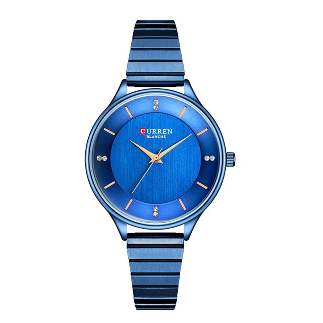 blue Стразы Часы для Для женщин CURREN Для женщин Нержавеющая сталь браслет часы модные женские кварцевые наручные часы женские часы - Цвет: blue