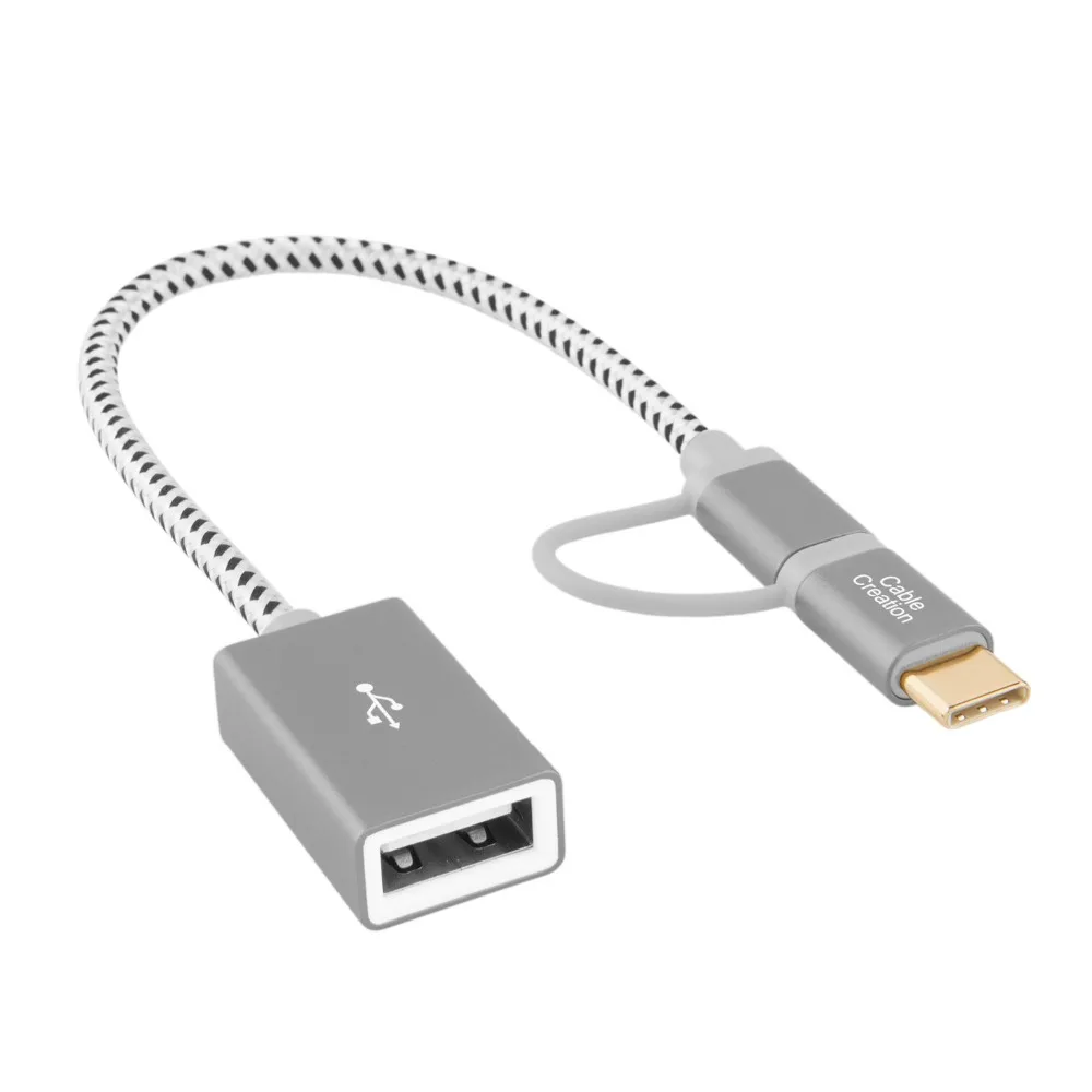 2 в 1 USB C OTG кабель Micro + Type к гнезду (on-The-go) шнур 0.6ft | Электроника