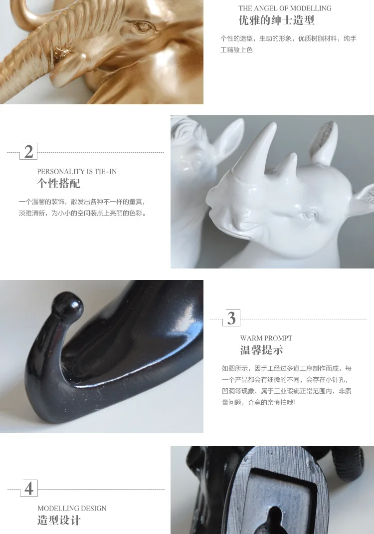 Креативные 3D крючки для стены украшения двери животных крючки декоративные крючки для одежды полимерные крючки олень носорог слон жираф лошадь