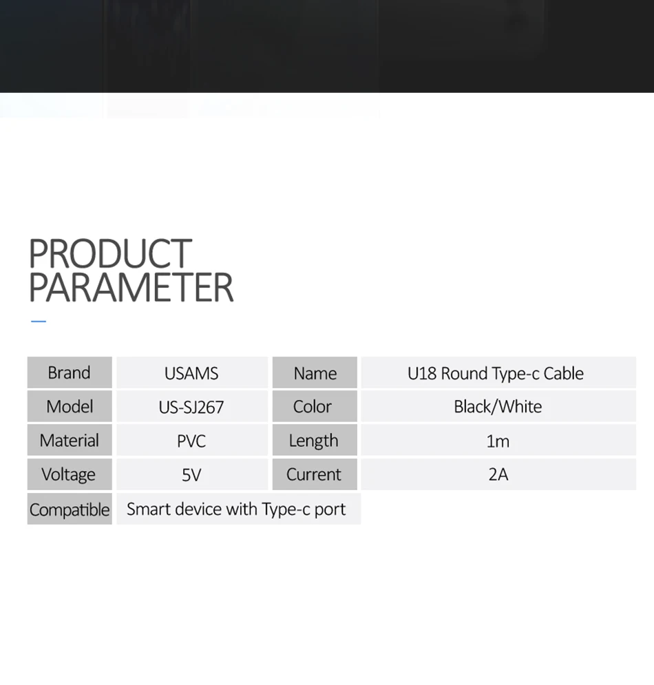 Кабель type-C для samsung, Xiaomi, huawei, USAMS, USB C, кабель 2A, быстрая зарядка, кабели для мобильных телефонов, круглый кабель USB type-C для синхронизации данных