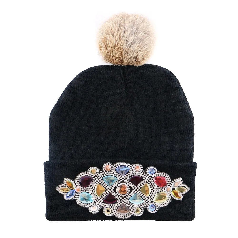 Оптовая продажа зимняя шапка с цветочным рисунком для мальчиков и девочек