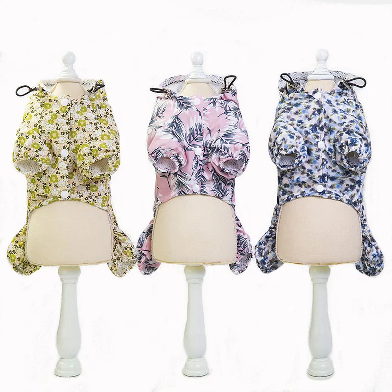 Small Dog Floral Raincoat Pet Cat Waterproof Outdoor Dogs Rain Coat Europe and America Clothes Apparel S M L XL XXL DOGGYZSTYLE | Дом и сад