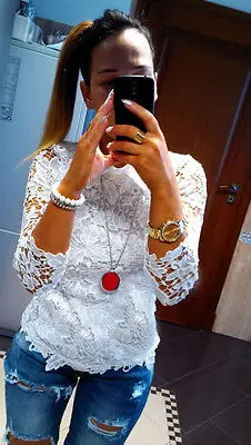 Женская блузка с длинным рукавом шифон цветочным принтом Повседневная мода