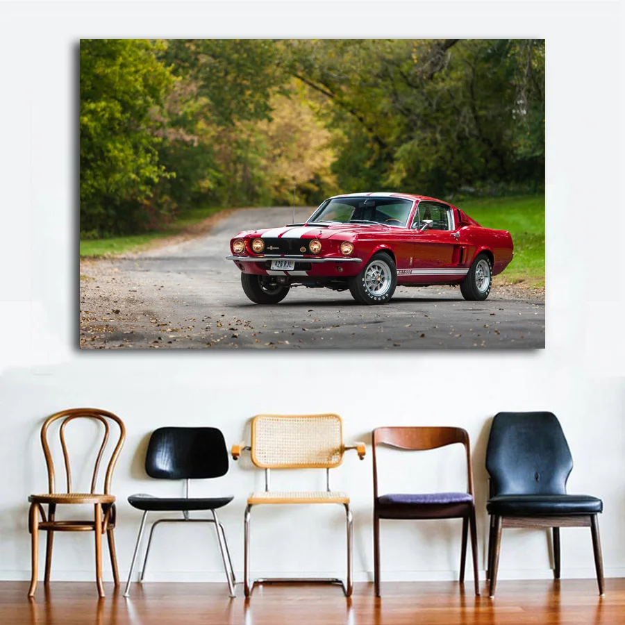 Mustang Шелби Кобра GT500 мышцы автомобиля классический автомобиль Wall Art постер Холст