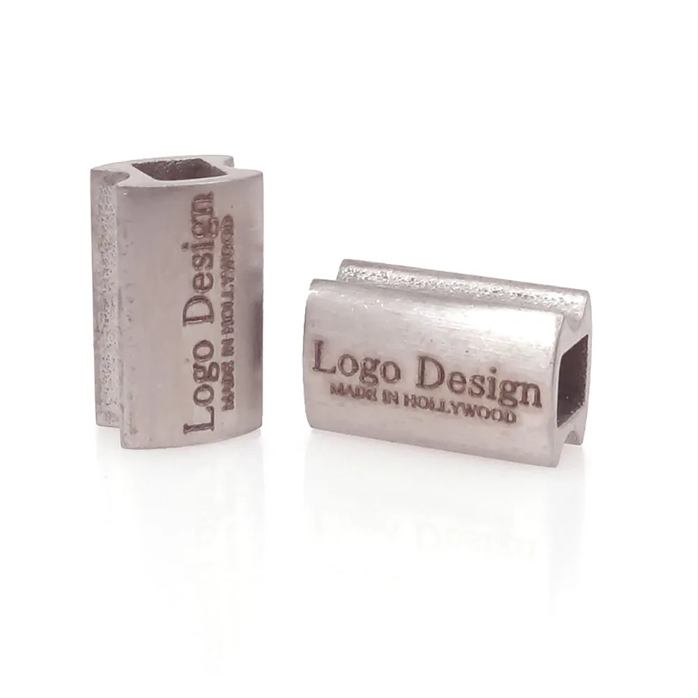 Matte Silver Engrave Заказной прямоугольник бисер с логотипом, клиент гравировка бисера Fit браслет на заказ ювелирные изделия DIY нержавеющая сталь застежка бусины 4 цвета - Цвет: Matte Silver Engrave