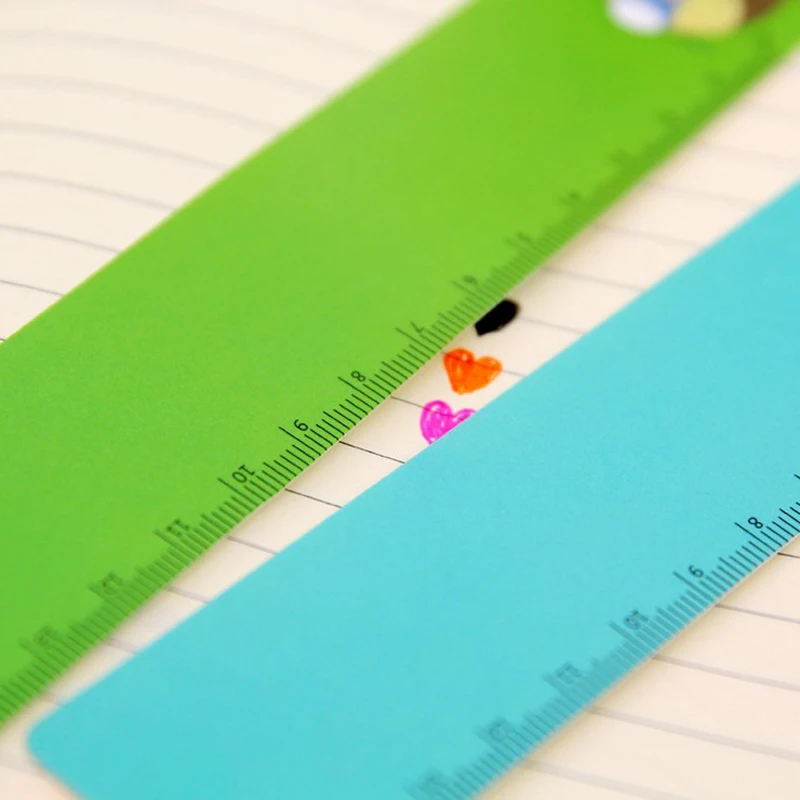 4 шт. милые Мультяшные линейки из ПВХ прямые для Рисование закладок линейка 15 см
